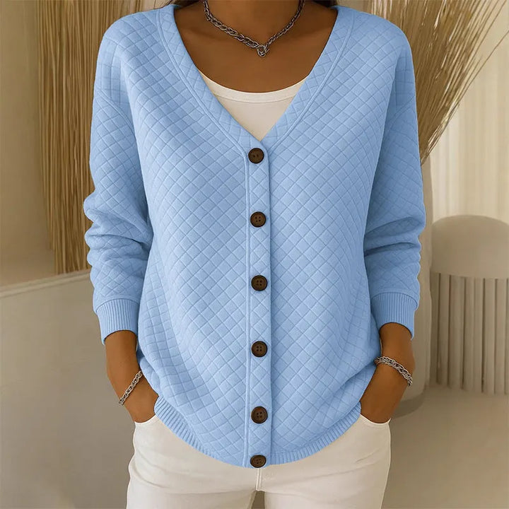 Delavie - Gesteppte Strickjacke mit Knopfleiste