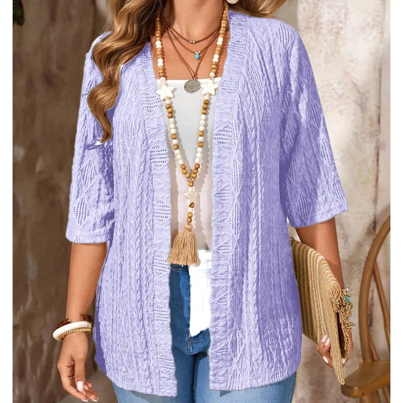Delienne - Soft-Touch Pointelle-Strickjacke