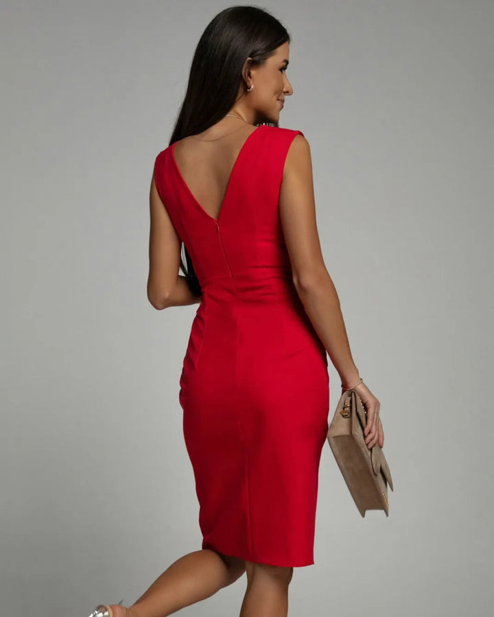 Arielle - figurformendes Kleid mit V-Ausschnitt und Schlitz