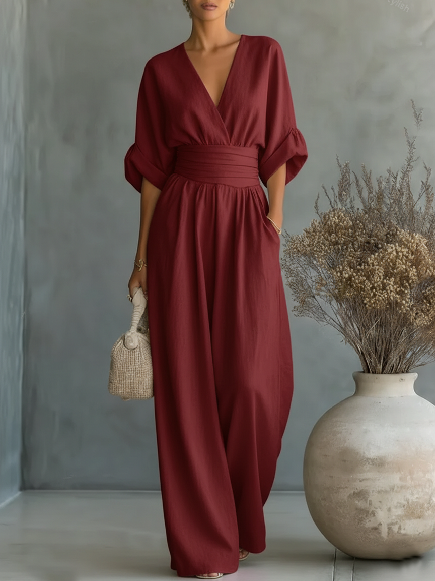 Solavie - fliessender weitbeiniger Jumpsuit