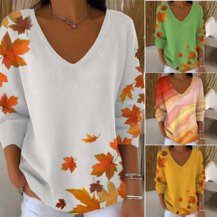 Carivella - Lässiger Strickpullover mit Ahornblatt