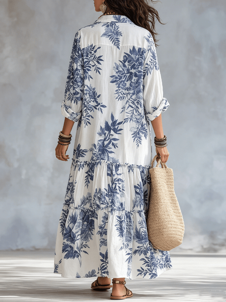 Thealise - Leichtes Maxikleid mit Knopfleiste und Blumenmuster