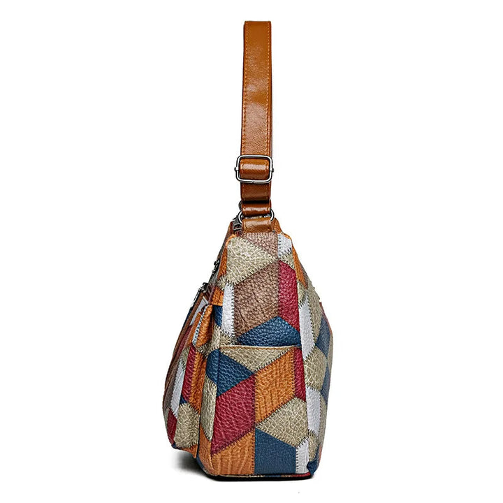 Lauranique - Patchwork-Umhängetasche mit weicher Haptik