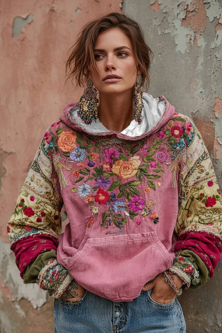 Mirevessa - Hoodie mit floraler Stickerei und Soft-Touch