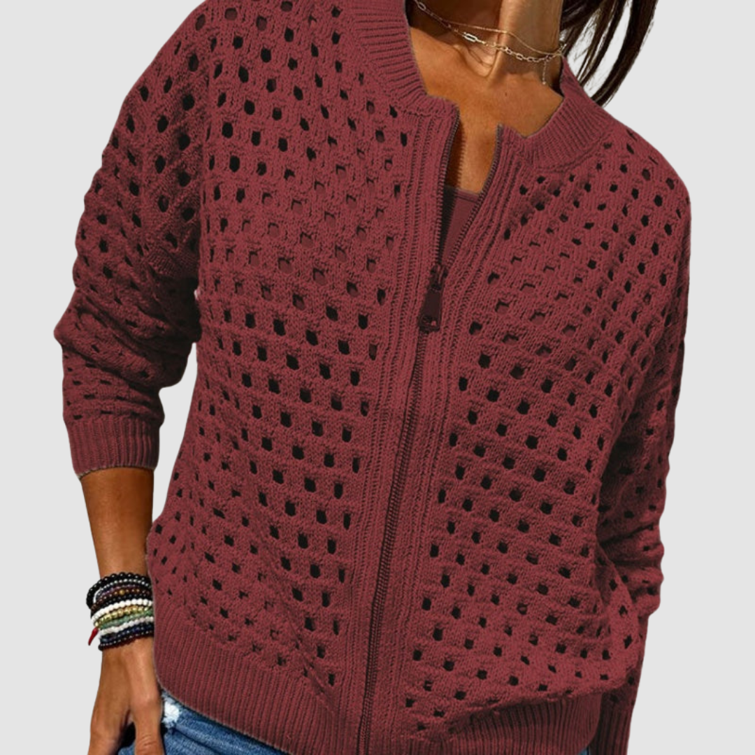 Kaelina - Soft-Touch-Cardigan mit Reissverschluss