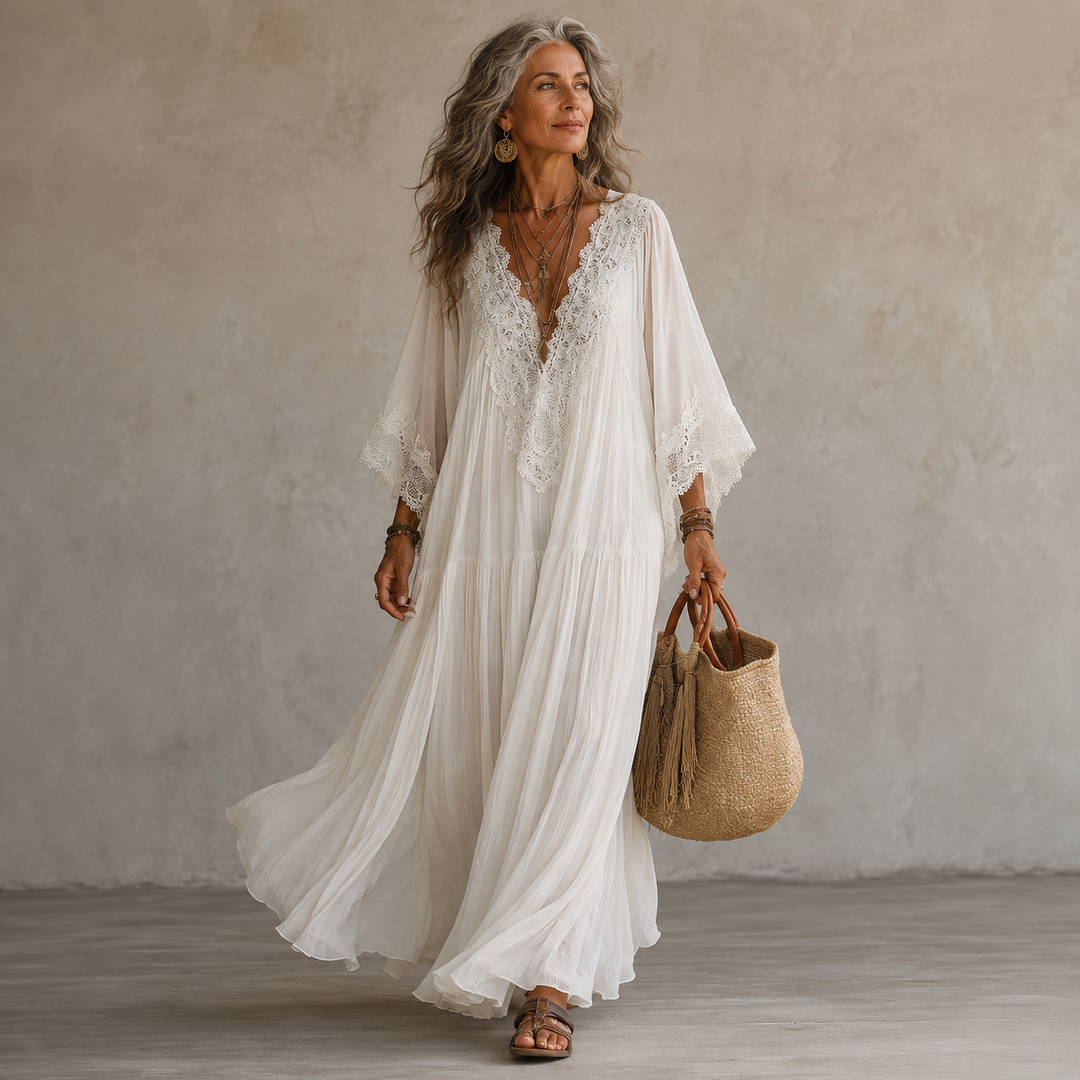 Aerinne - Luftiges, plissiertes Maxikleid