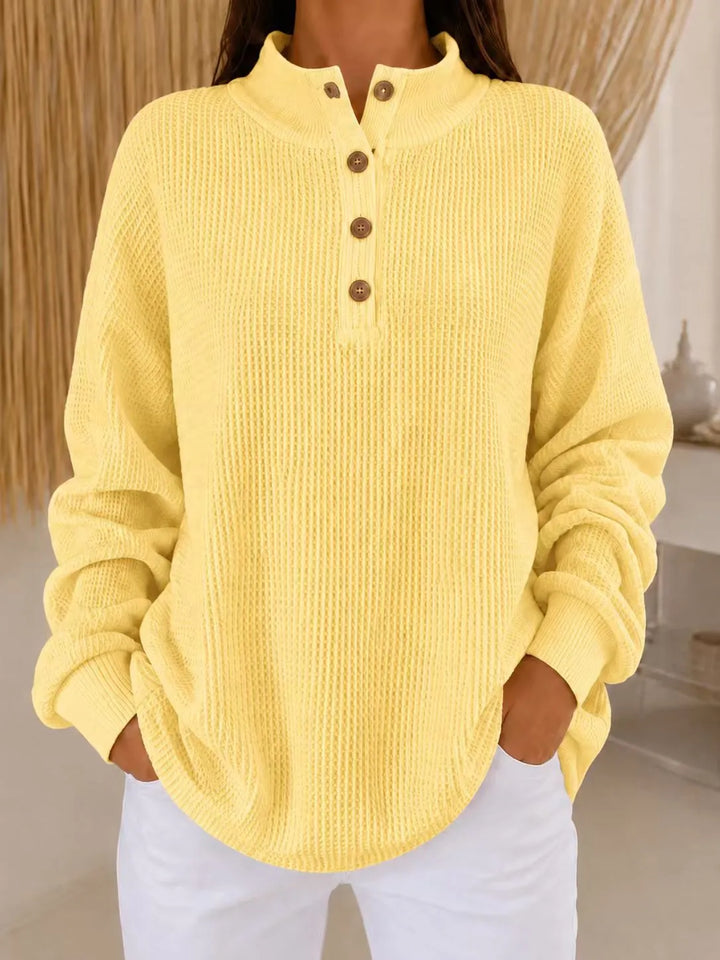 Belliora - Strukturstrick-Pullover mit Knopfleiste