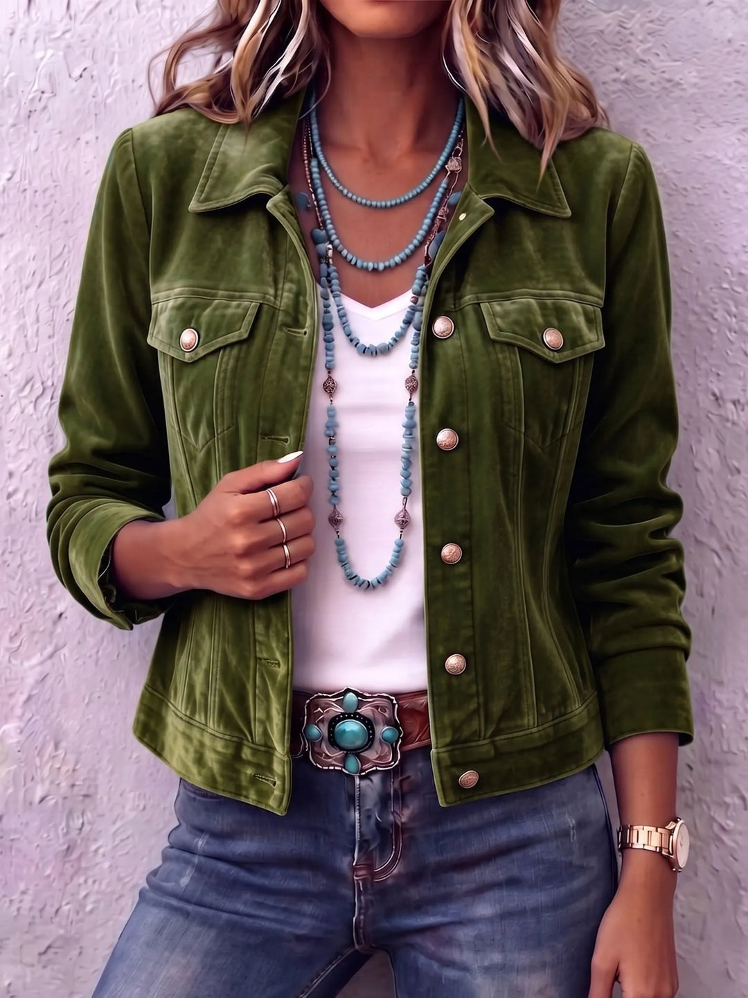 Amandria - Jacke mit Vintage-Waschung und Knopfleiste