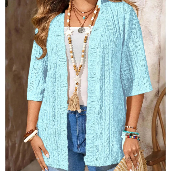 Delienne - Soft-Touch Pointelle-Strickjacke