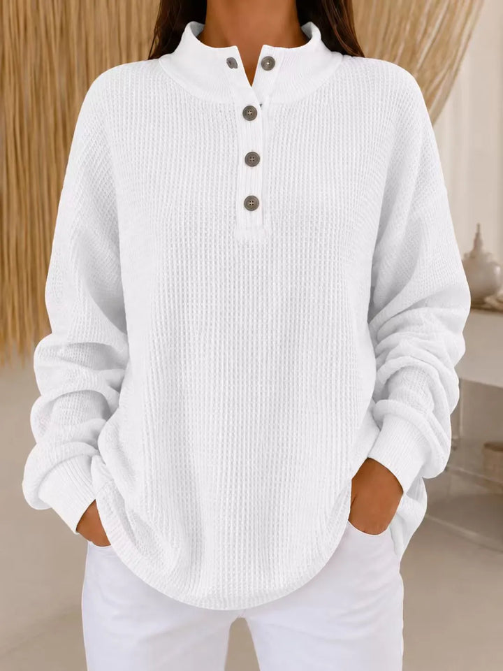 Belliora - Strukturstrick-Pullover mit Knopfleiste