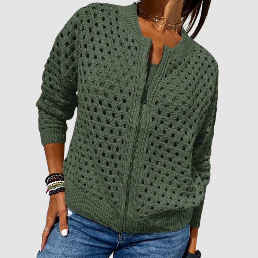 Kaelina - Soft-Touch-Cardigan mit Reissverschluss