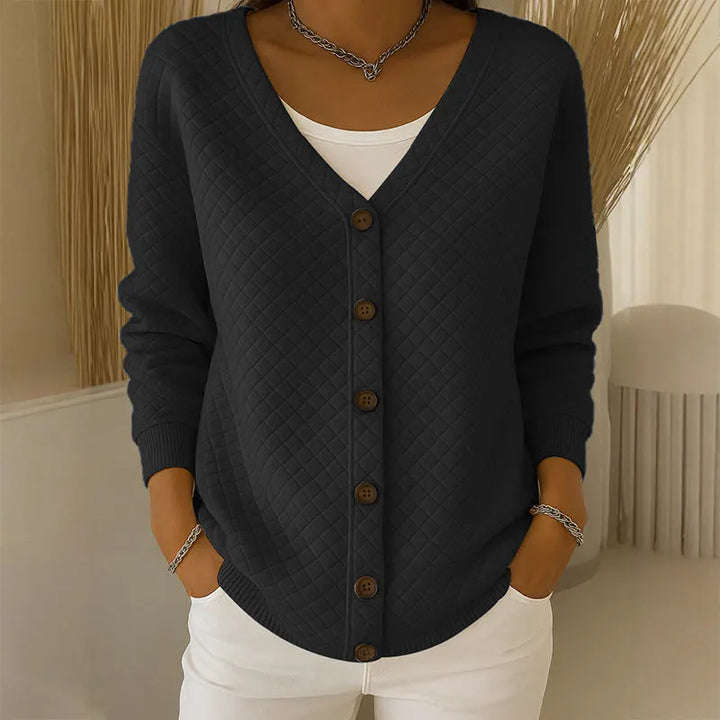 Delavie - Gesteppte Strickjacke mit Knopfleiste