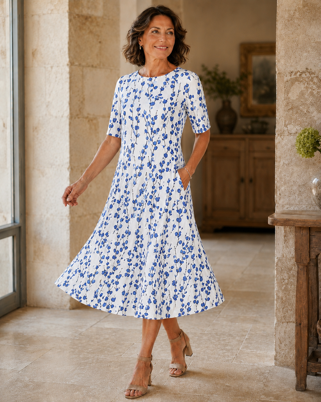 Hestia - Florales Midikleid in Soft-Touch-Qualität