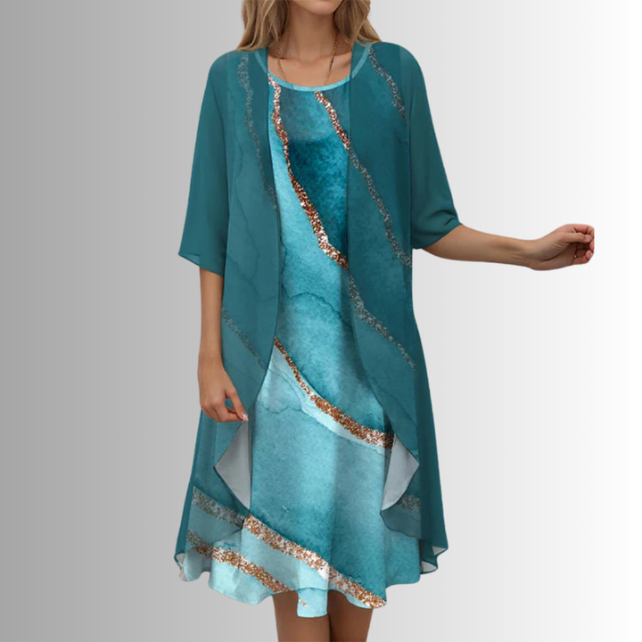 Delavelle - Elegantes Midikleid-Set im Lagenlook
