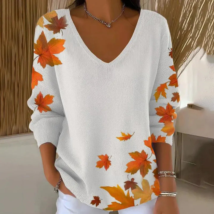 Carivella - Lässiger Strickpullover mit Ahornblatt