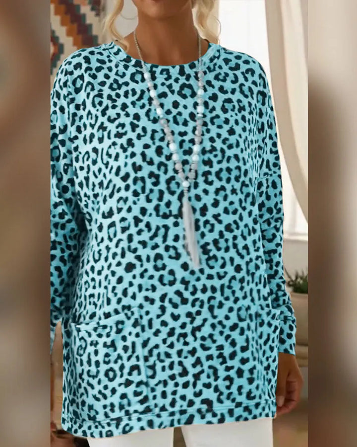 Calivelle - Langarmshirt mit Soft-Touch und Leo-Print