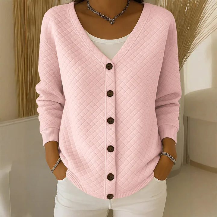 Delavie - Gesteppte Strickjacke mit Knopfleiste