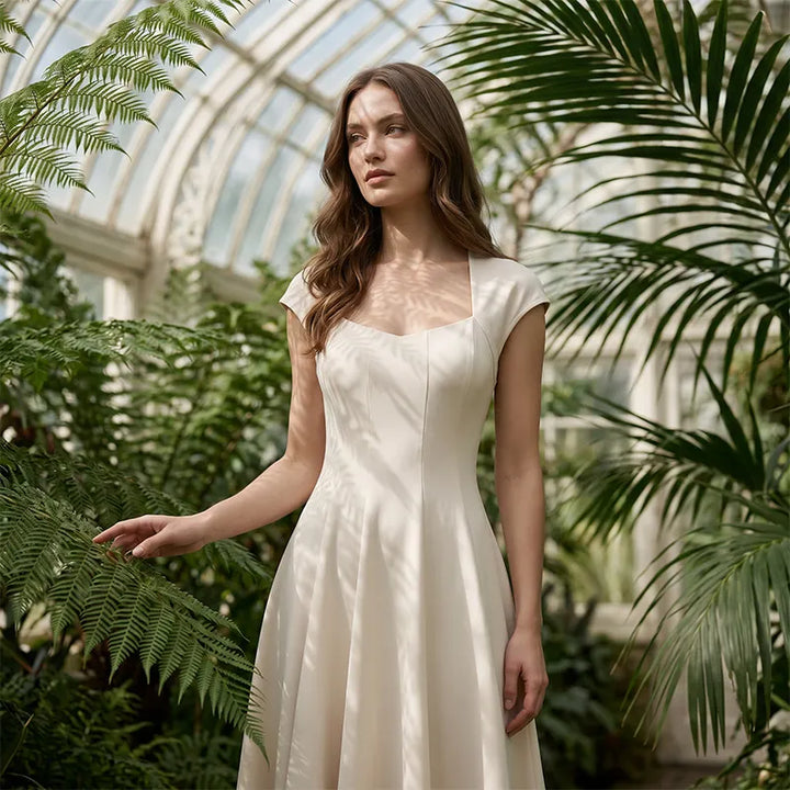 Ysolenne - Midikleid mit zartem V-Ausschnitt