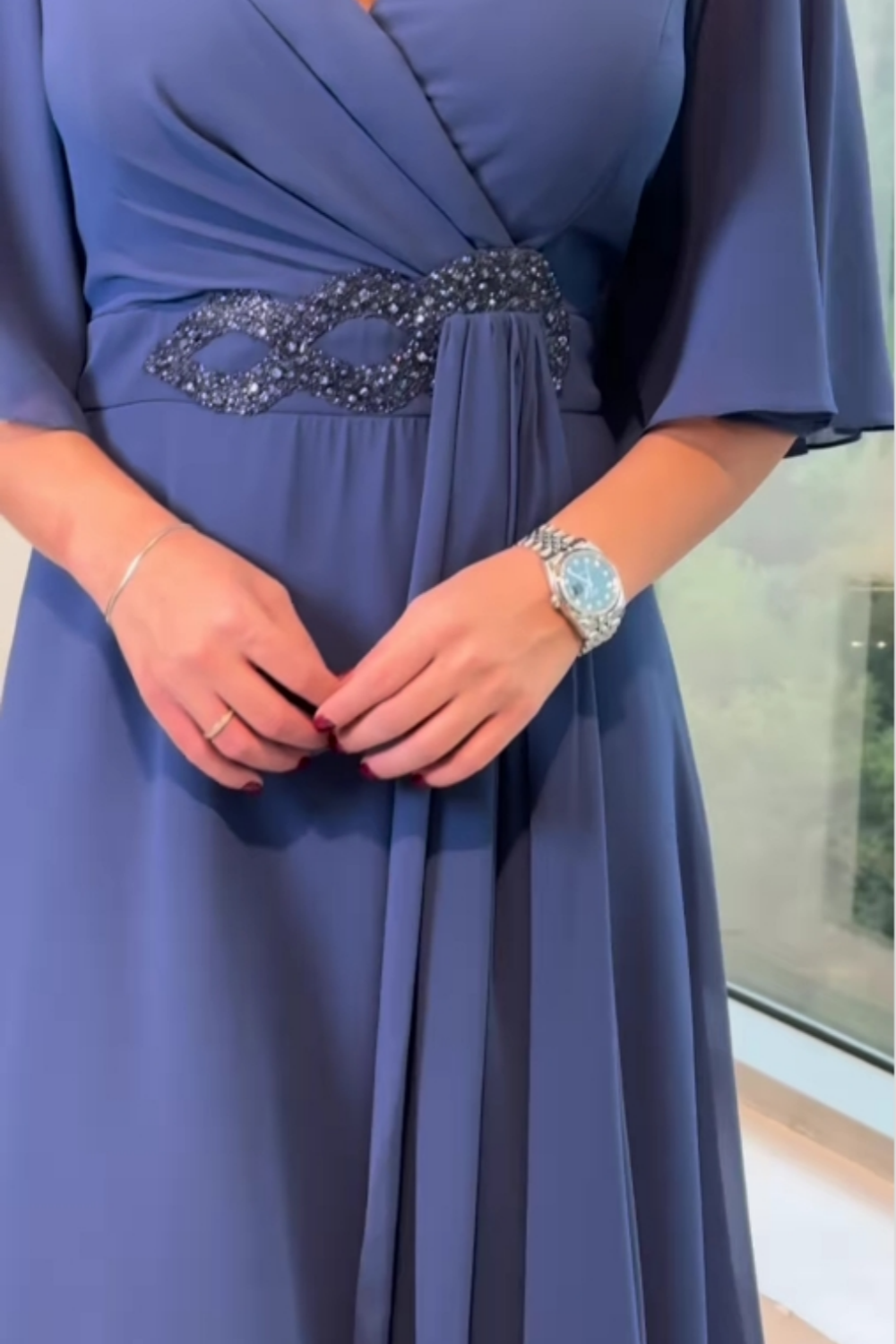 Celinette - Chiffon-Maxikleid mit Kristallbund