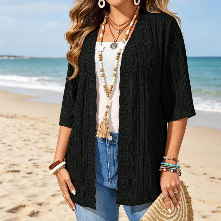 Delienne - Soft-Touch Pointelle-Strickjacke