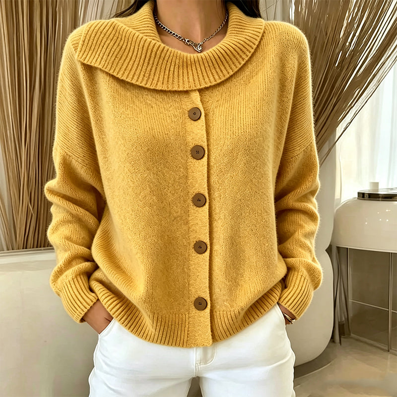 Elowette - Strickjacke mit breitem Kragen und Knöpfen
