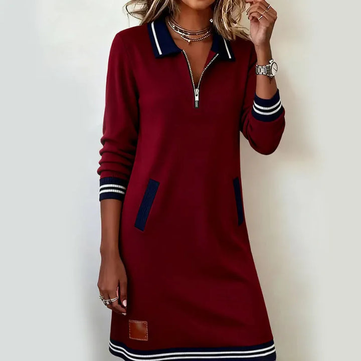 Caelyn - Softtouch-Polokleid mit Viertelreissverschluss
