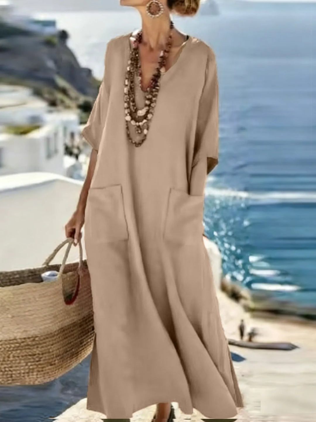 Serenelle - Maxikleid mit weichem Griff und V-Ausschnitt