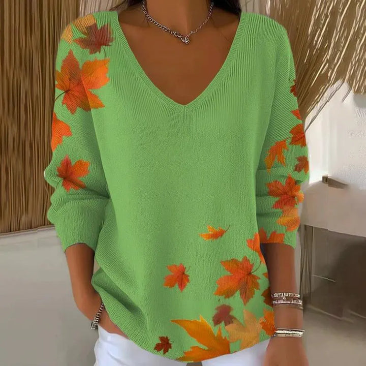 Carivella - Lässiger Strickpullover mit Ahornblatt