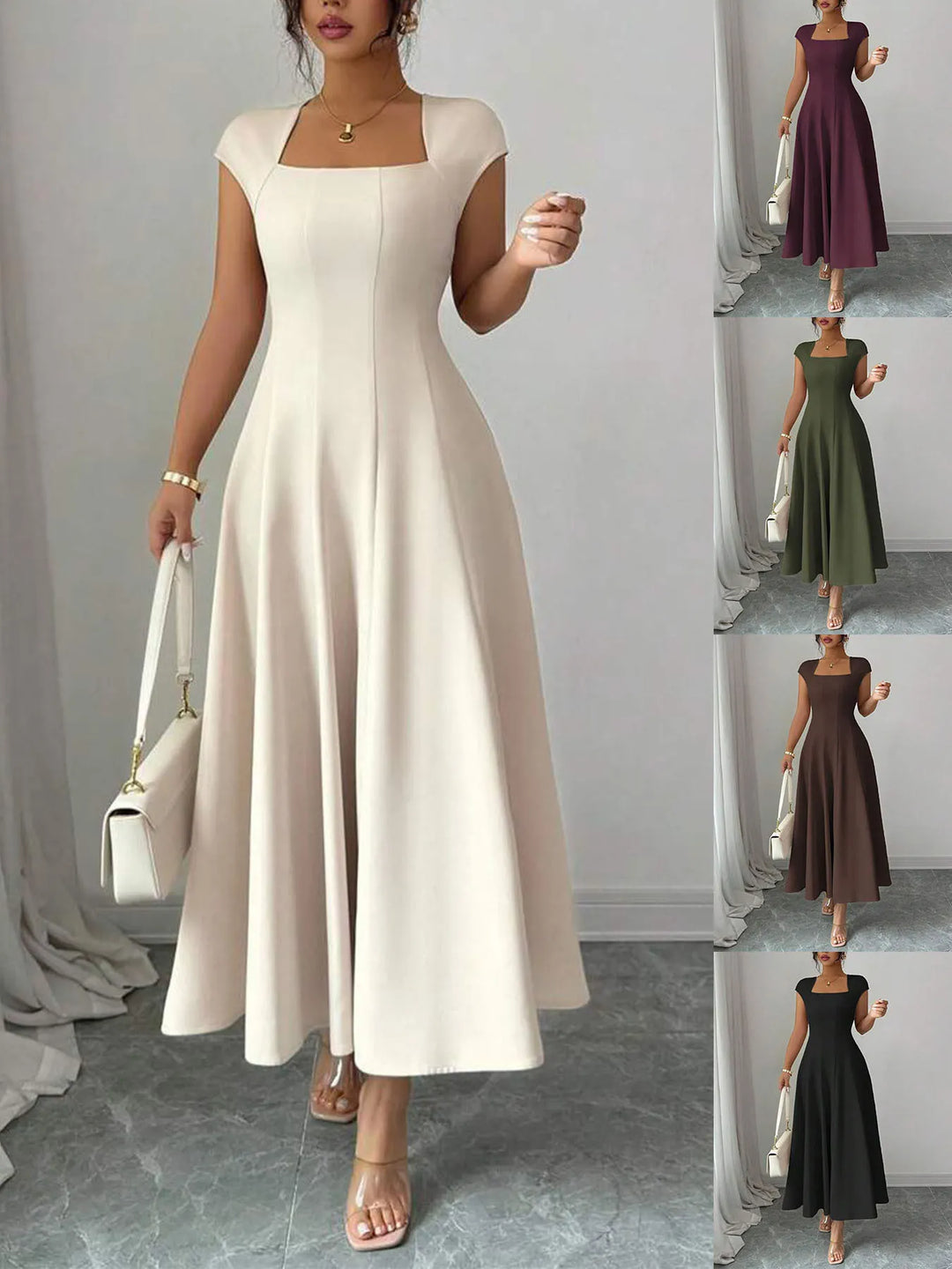 Ysolenne - Midikleid mit zartem V-Ausschnitt