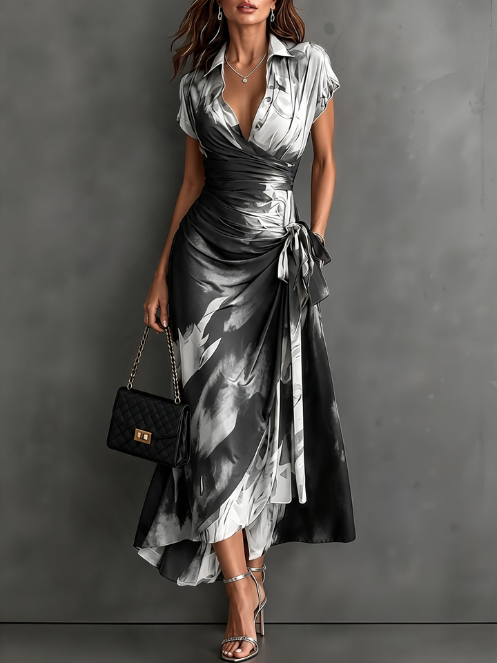 Roselle - Seidiges Maxikleid mit Hemdkragen