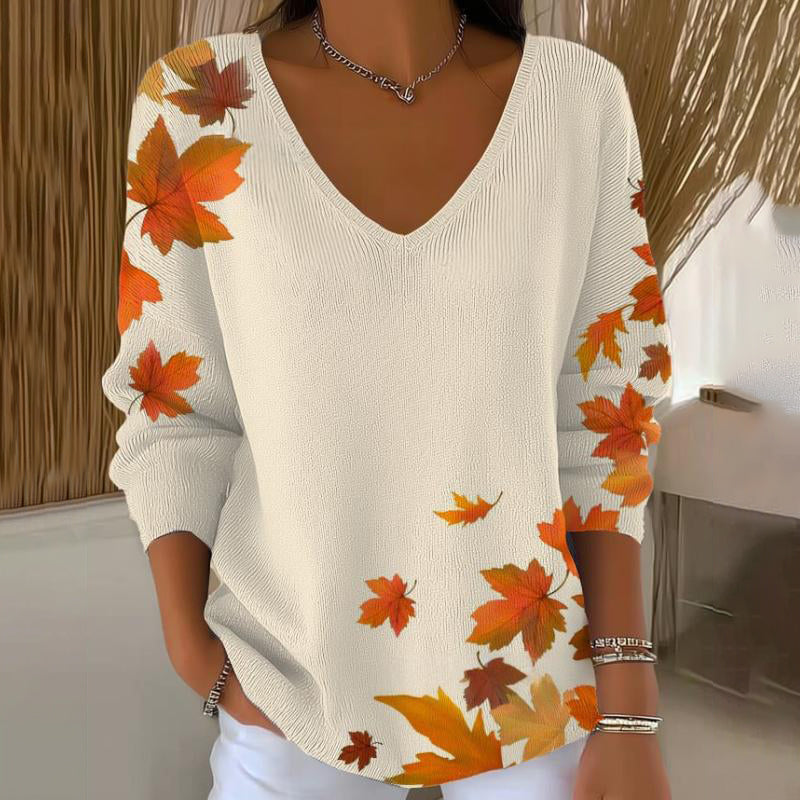Carivella - Lässiger Strickpullover mit Ahornblatt