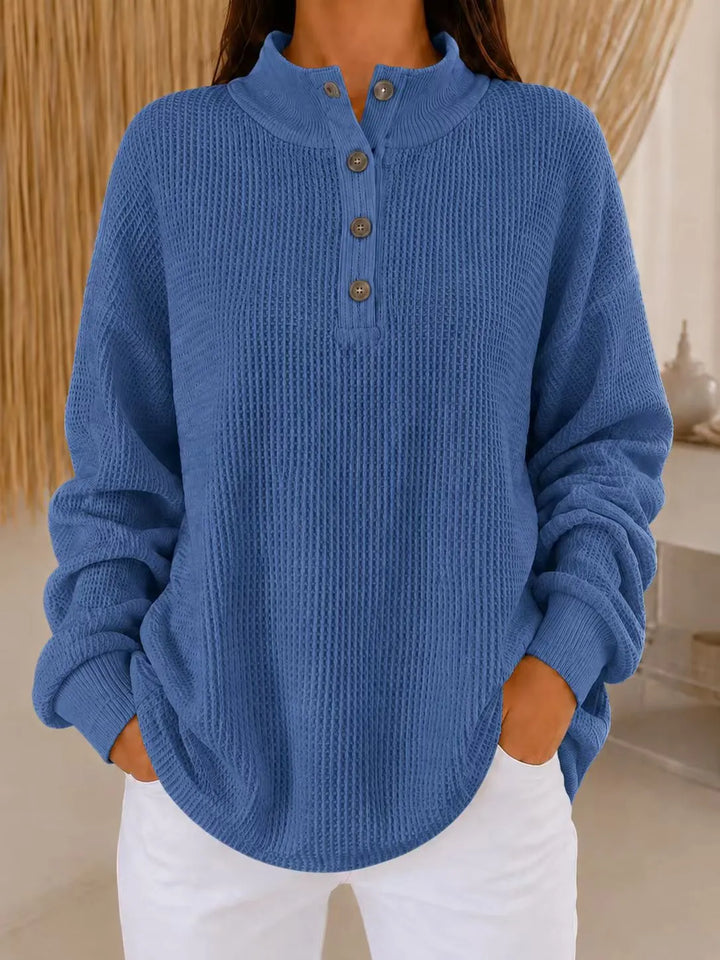Belliora - Strukturstrick-Pullover mit Knopfleiste