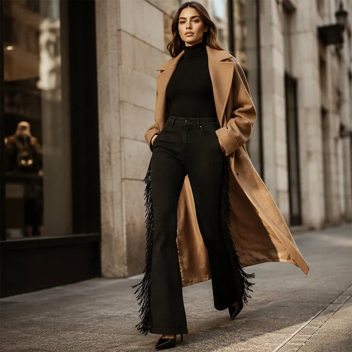 Fiorenne - Schlaghose im Western-Stil mit Fransenbesatz