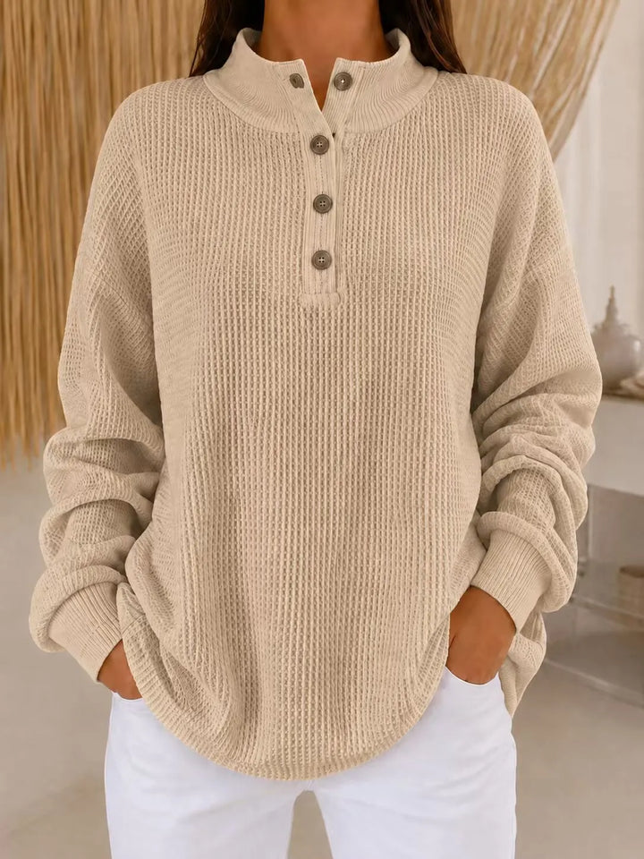 Belliora - Strukturstrick-Pullover mit Knopfleiste