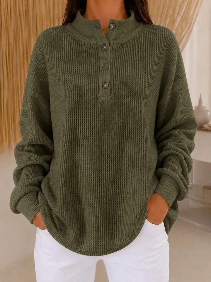 Belliora - Strukturstrick-Pullover mit Knopfleiste