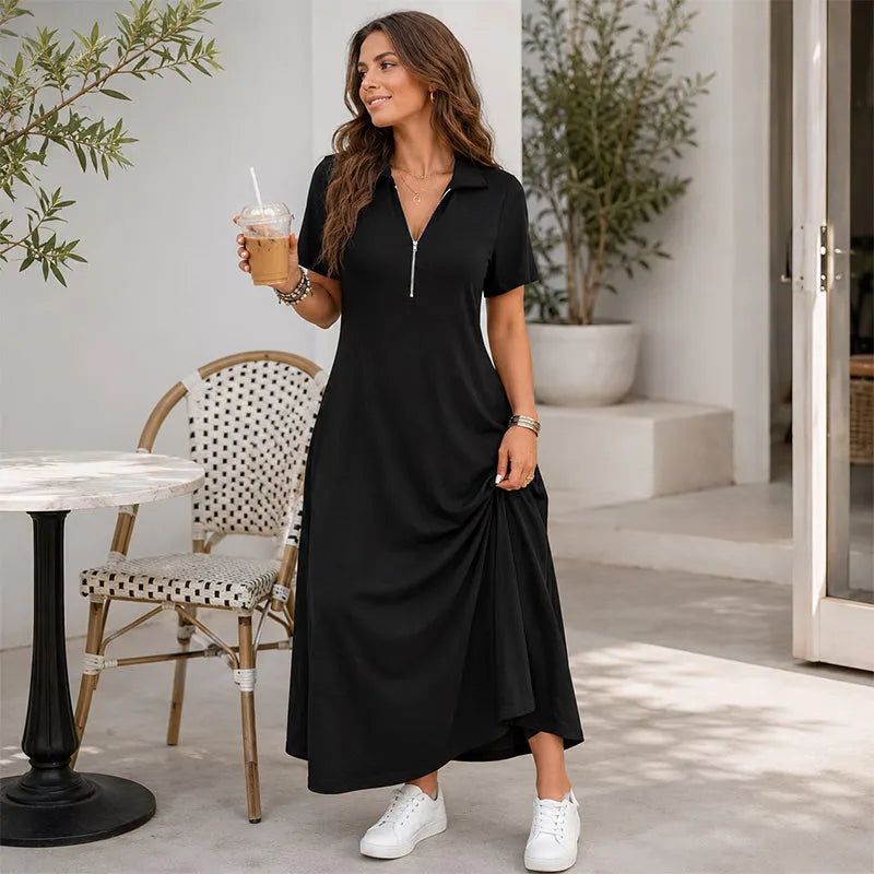 Primelle - Weichgriffiges Maxikleid mit Reissverschlusskragen