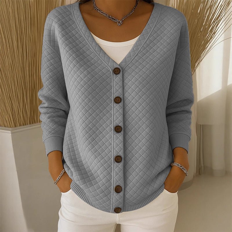 Delavie - Gesteppte Strickjacke mit Knopfleiste