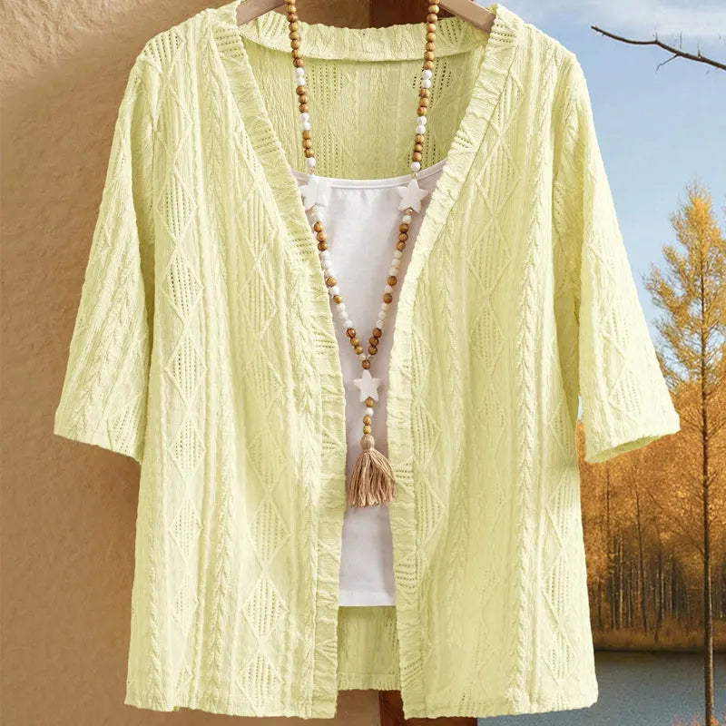 Delienne - Soft-Touch Pointelle-Strickjacke