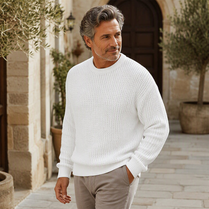 Isric - Strukturierter Rundhals-Strickpullover