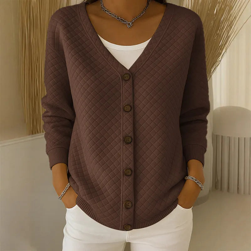 Delavie - Gesteppte Strickjacke mit Knopfleiste