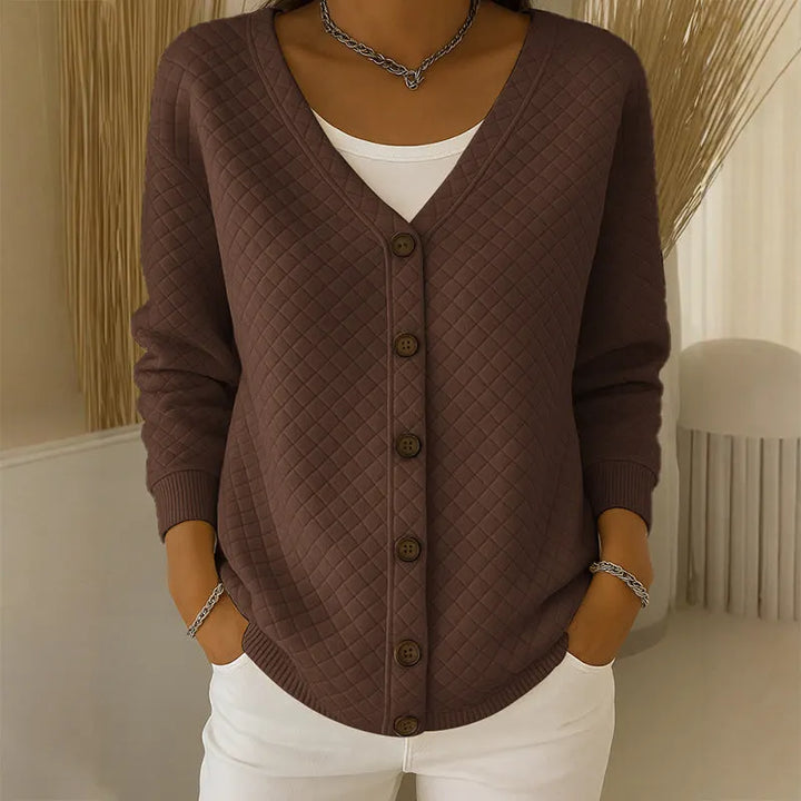 Delavie - Gesteppte Strickjacke mit Knopfleiste