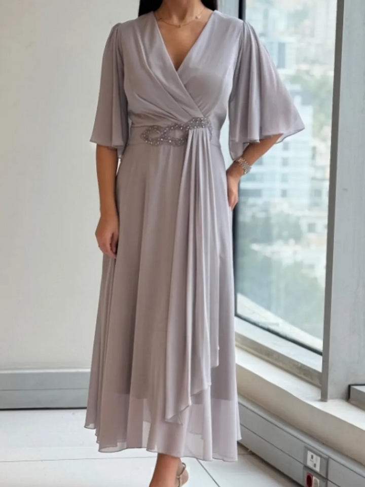 Celinette - Chiffon-Maxikleid mit Kristallbund