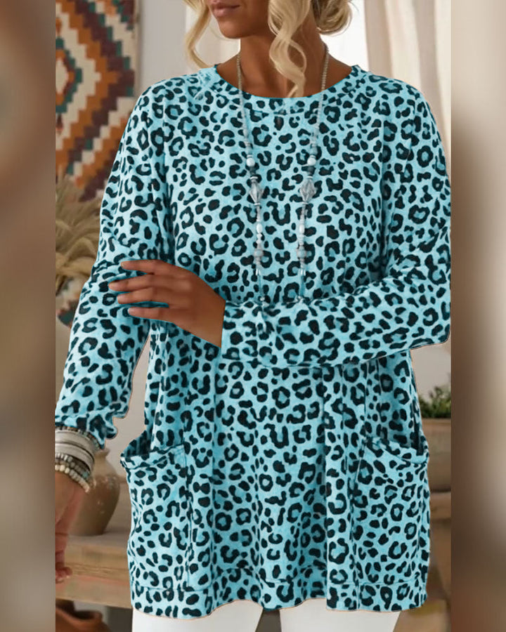 Calivelle - Langarmshirt mit Soft-Touch und Leo-Print