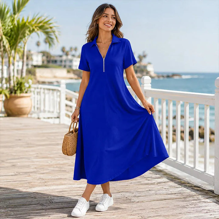 Primelle - Weichgriffiges Maxikleid mit Reissverschlusskragen