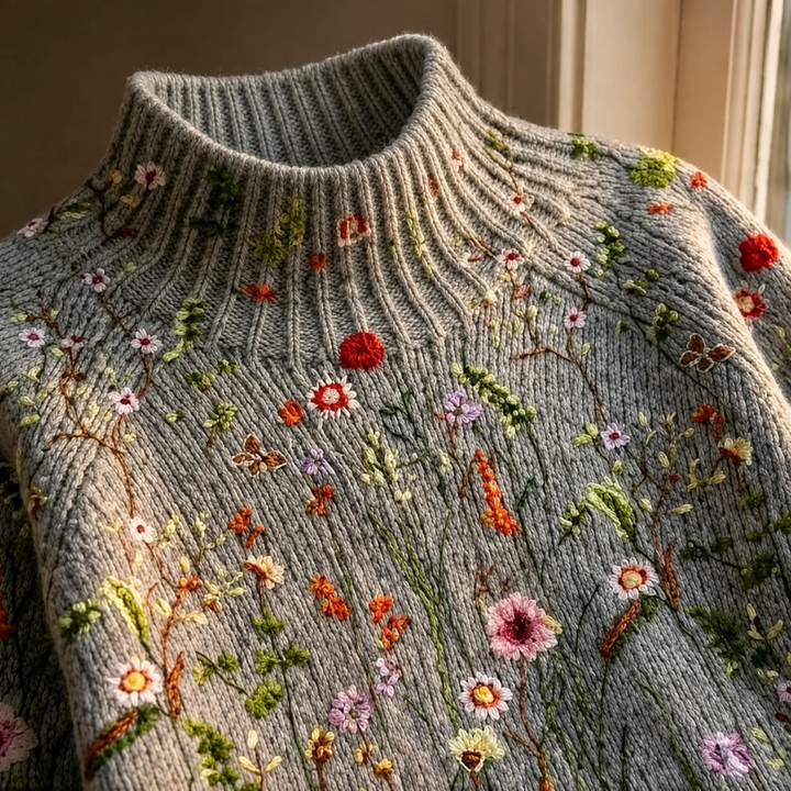 Adorelia - Weicher Strickpullover mit floralem Muster