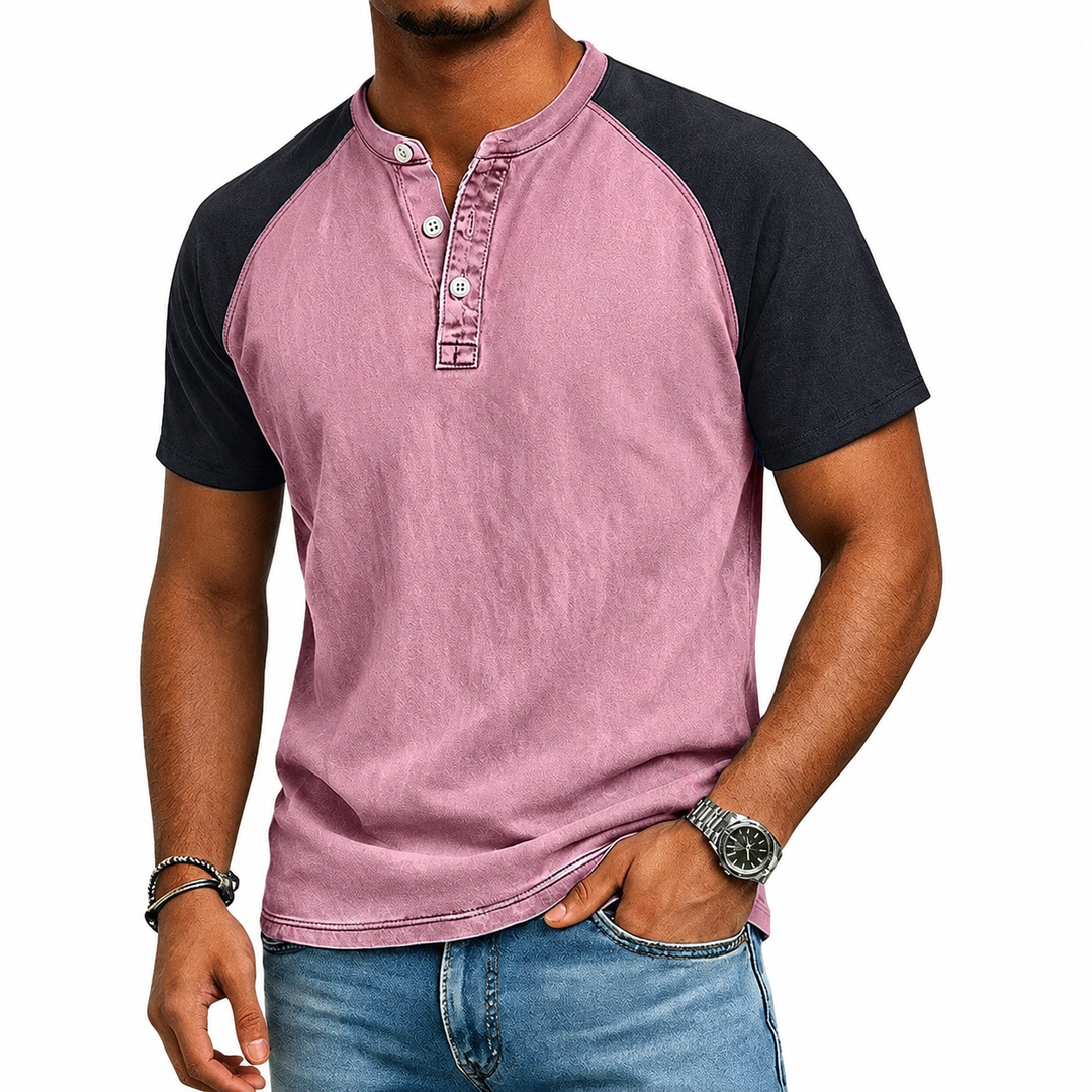 Edgehill - Henley-T-Shirt mit Vintage-Waschung
