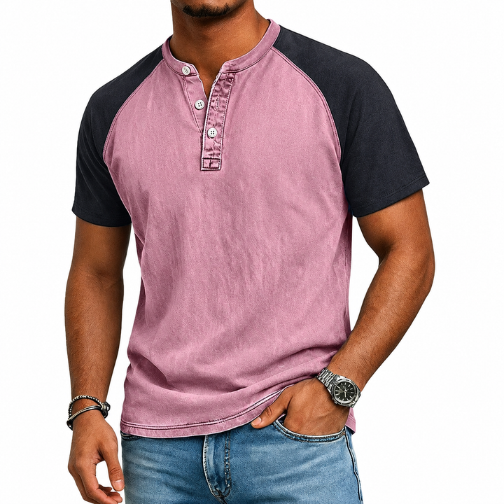 Edgehill - Henley-T-Shirt mit Vintage-Waschung