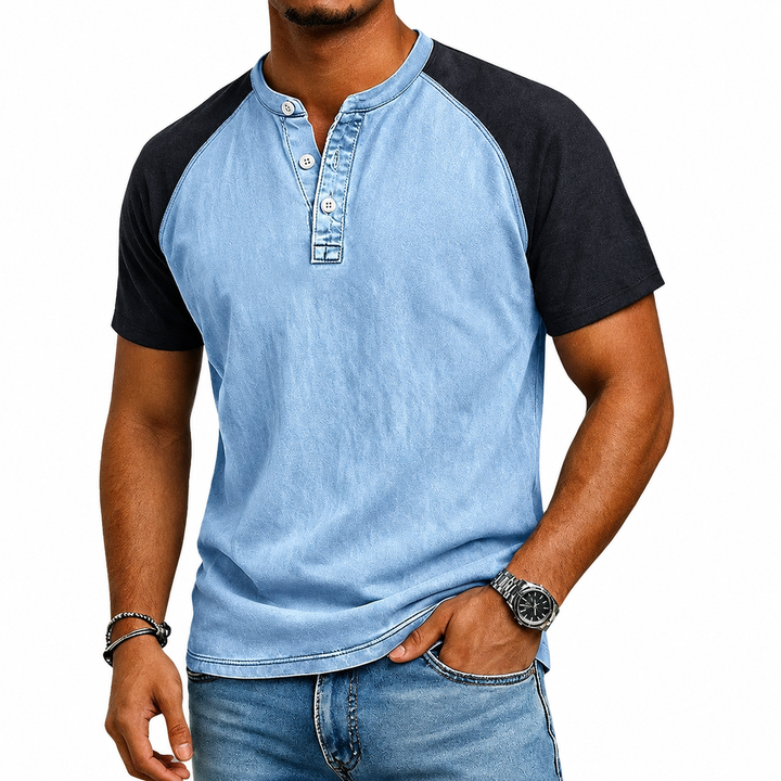 Edgehill - Henley-T-Shirt mit Vintage-Waschung