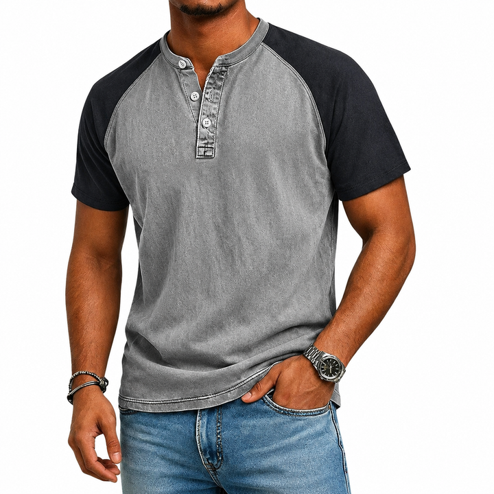 Edgehill - Henley-T-Shirt mit Vintage-Waschung
