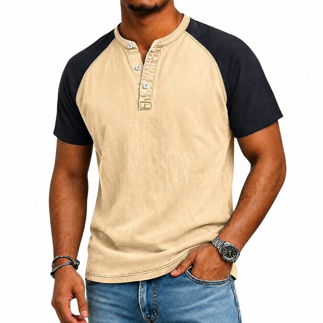 Edgehill - Henley-T-Shirt mit Vintage-Waschung